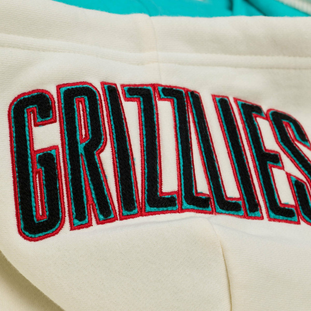Cream Memphis Grizzlies Hardwood Classics Chainstitch Premium Fleece Hoodie | NBA