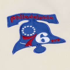 Cream Philadelphia 76ers Hardwood Classics Chainstitch Premium Fleece Hoodie | NBA