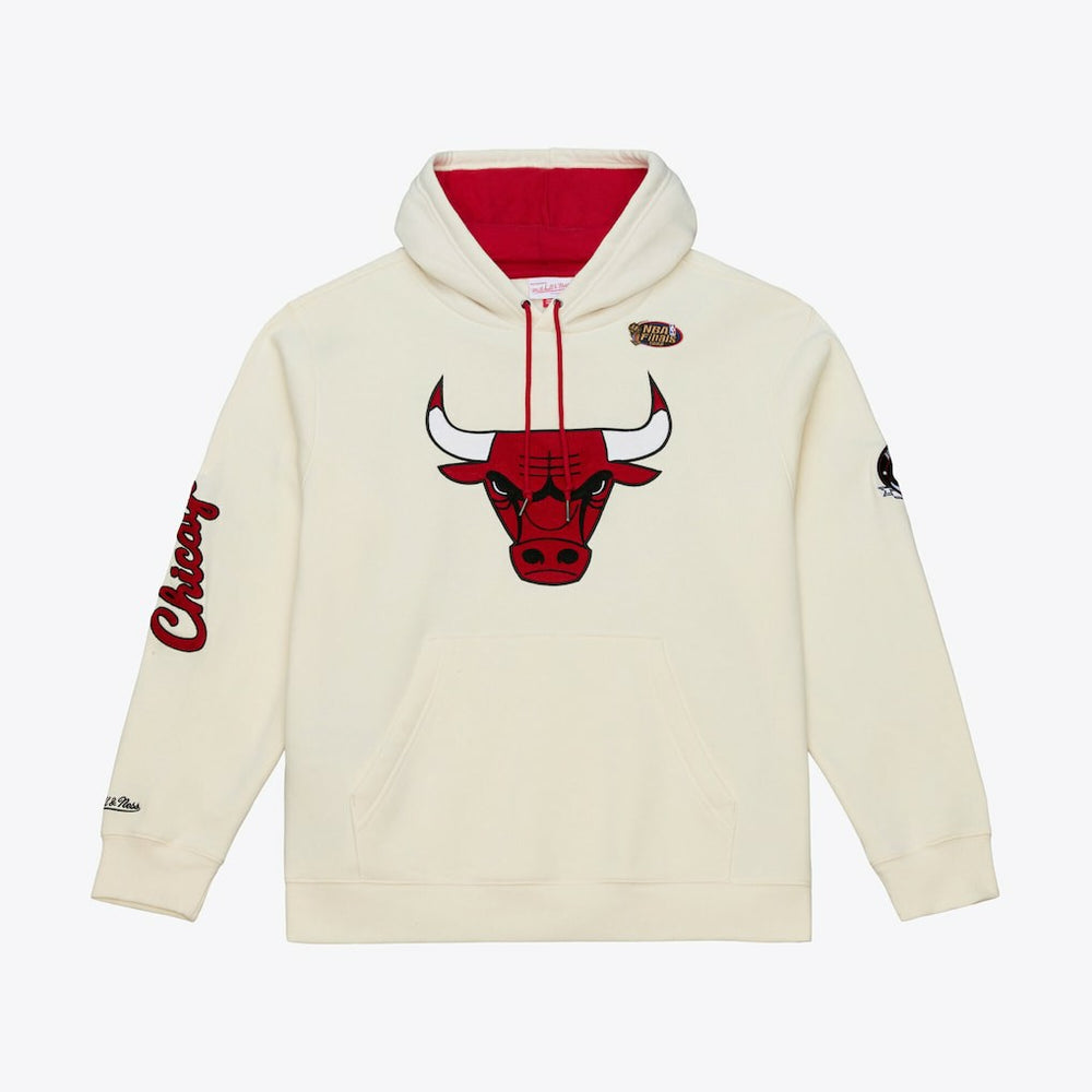 Cream Chicago Bulls Hardwood Classics Chainstitch Premium Fleece Hoodie | NBA