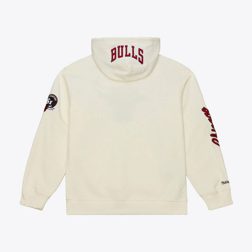 Cream Chicago Bulls Hardwood Classics Chainstitch Premium Fleece Hoodie | NBA