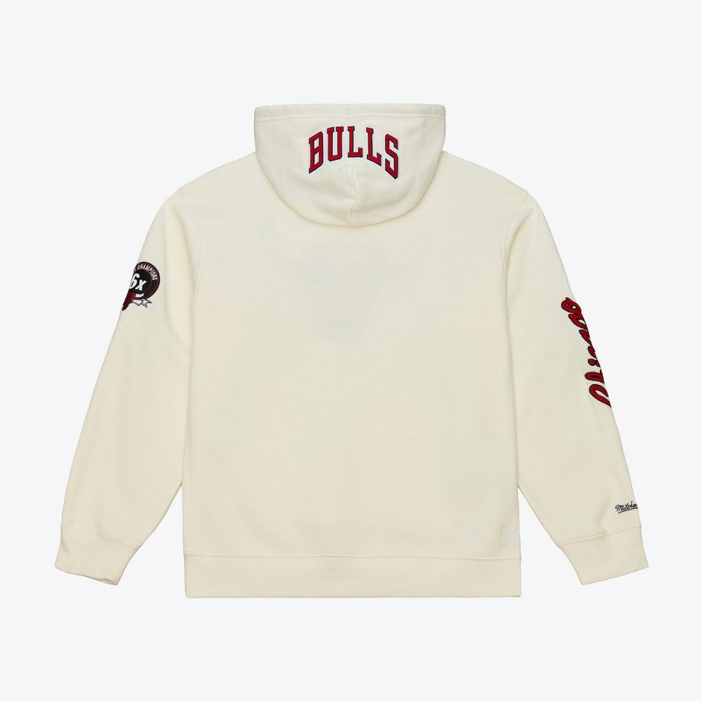 Cream Chicago Bulls Hardwood Classics Chainstitch Premium Fleece Hoodie | NBA