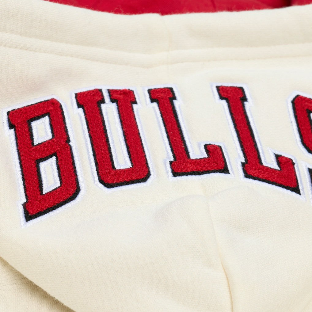 Cream Chicago Bulls Hardwood Classics Chainstitch Premium Fleece Hoodie | NBA