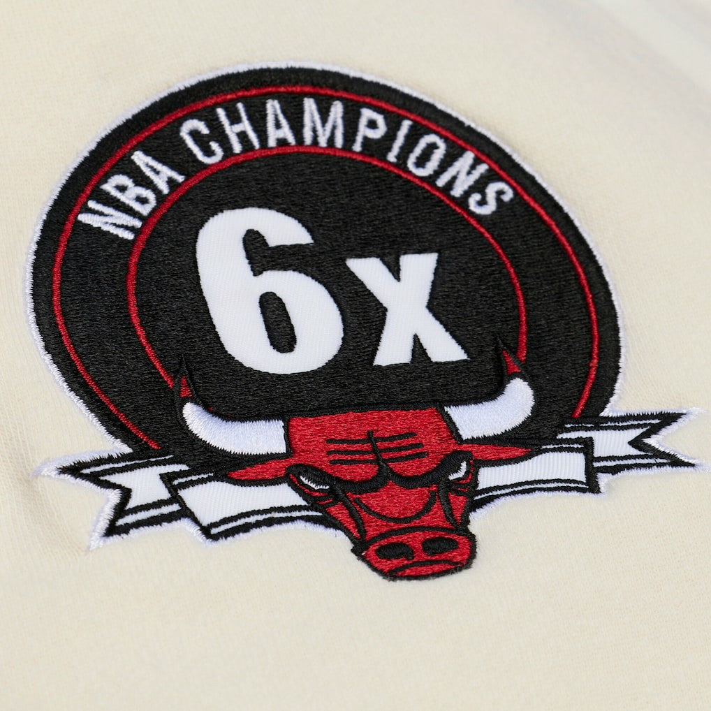 Cream Chicago Bulls Hardwood Classics Chainstitch Premium Fleece Hoodie | NBA