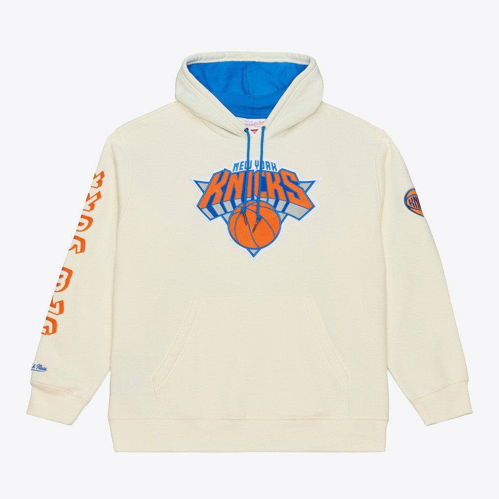 Cream New York Knicks Hardwood Classics Chainstitch Premium Fleece Hoodie | NBA