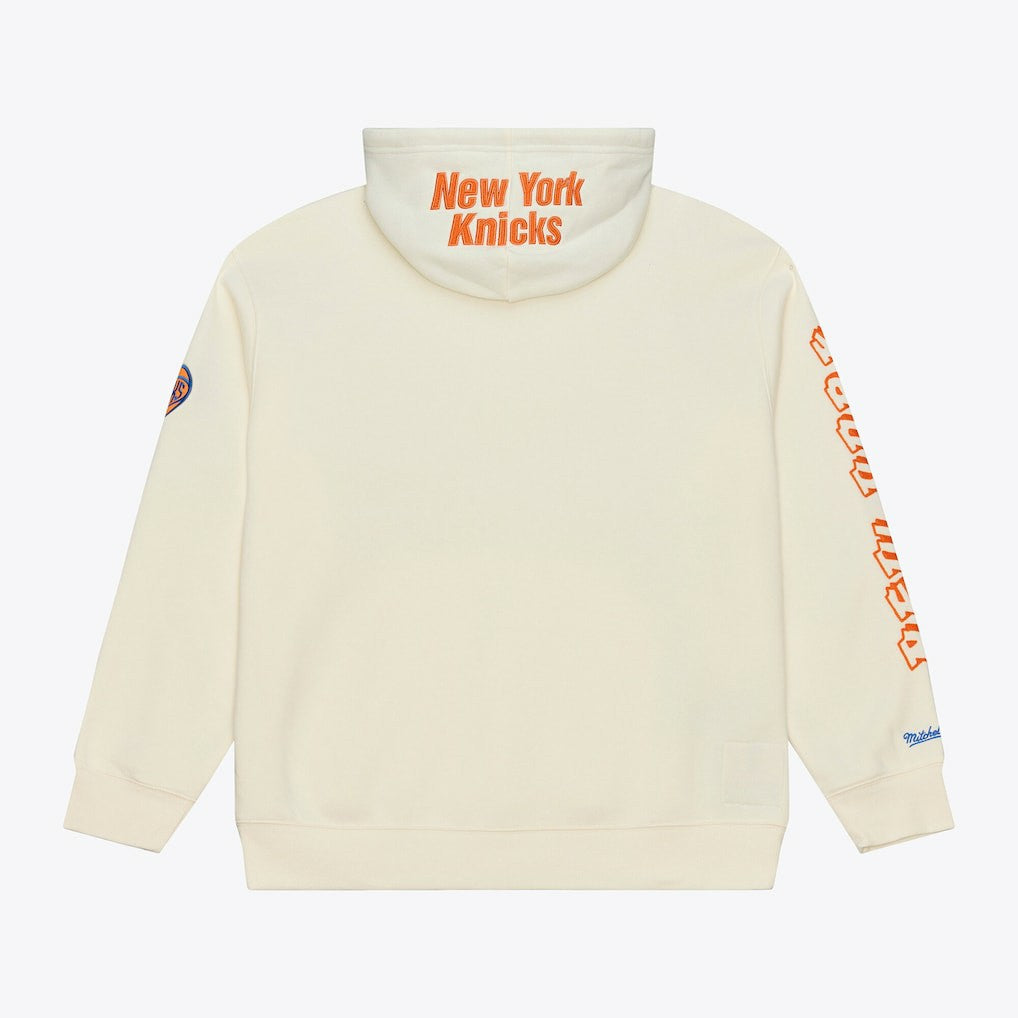 Cream New York Knicks Hardwood Classics Chainstitch Premium Fleece Hoodie | NBA