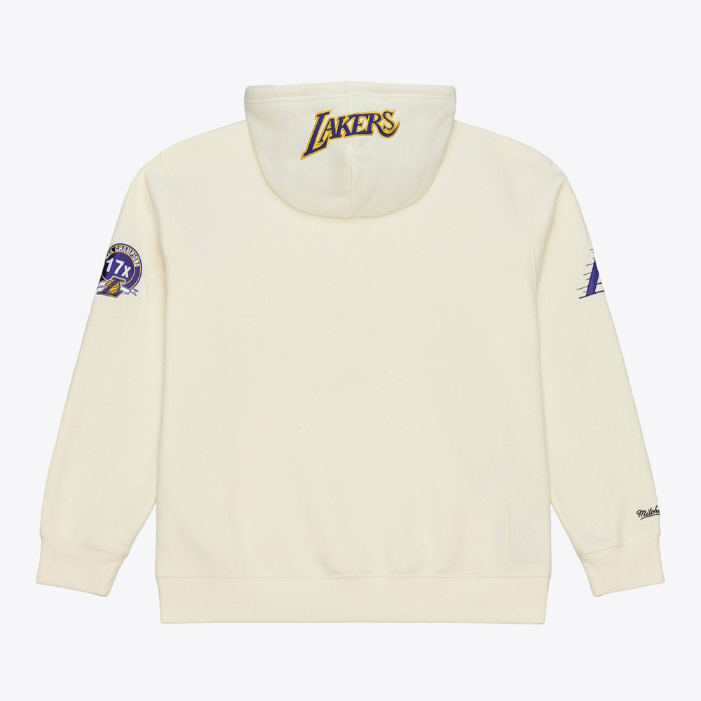 Cream Los Angeles Lakers Hardwood Classics Chainstitch Premium Fleece Hoodie | NBA