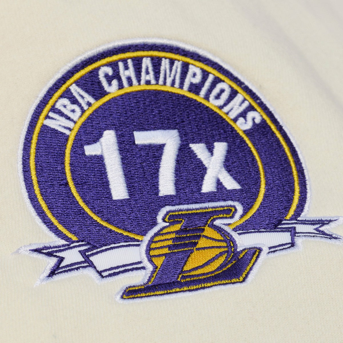 Cream Los Angeles Lakers Hardwood Classics Chainstitch Premium Fleece Hoodie | NBA
