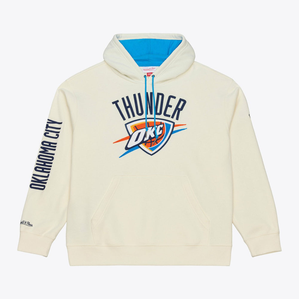 Cream Oklahoma City Thunder Hardwood Classics Chainstitch Premium Fleece Hoodie | NBA