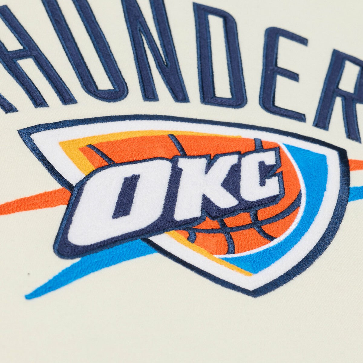 Cream Oklahoma City Thunder Hardwood Classics Chainstitch Premium Fleece Hoodie | NBA