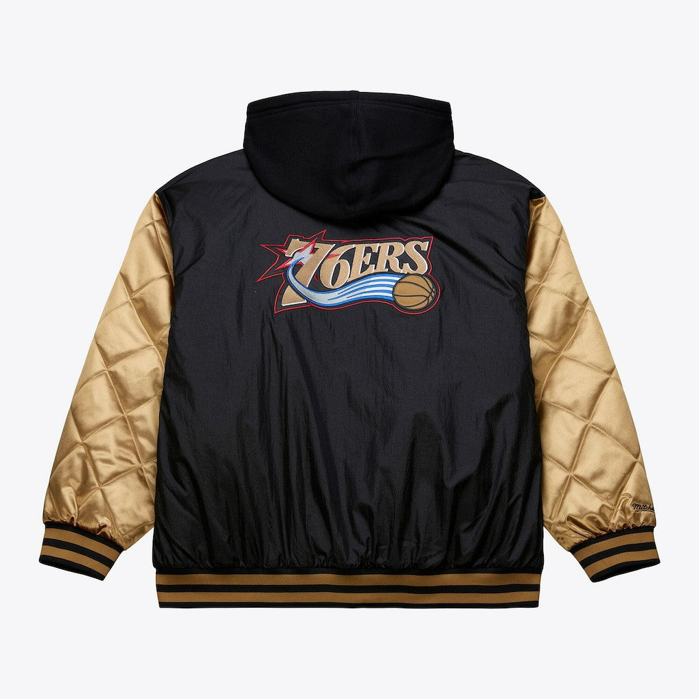 Black Philadelphia 76ers Hardwood Classics 76 Originals Collection Fushion Full-Snap Hoodie Jacket | NBA