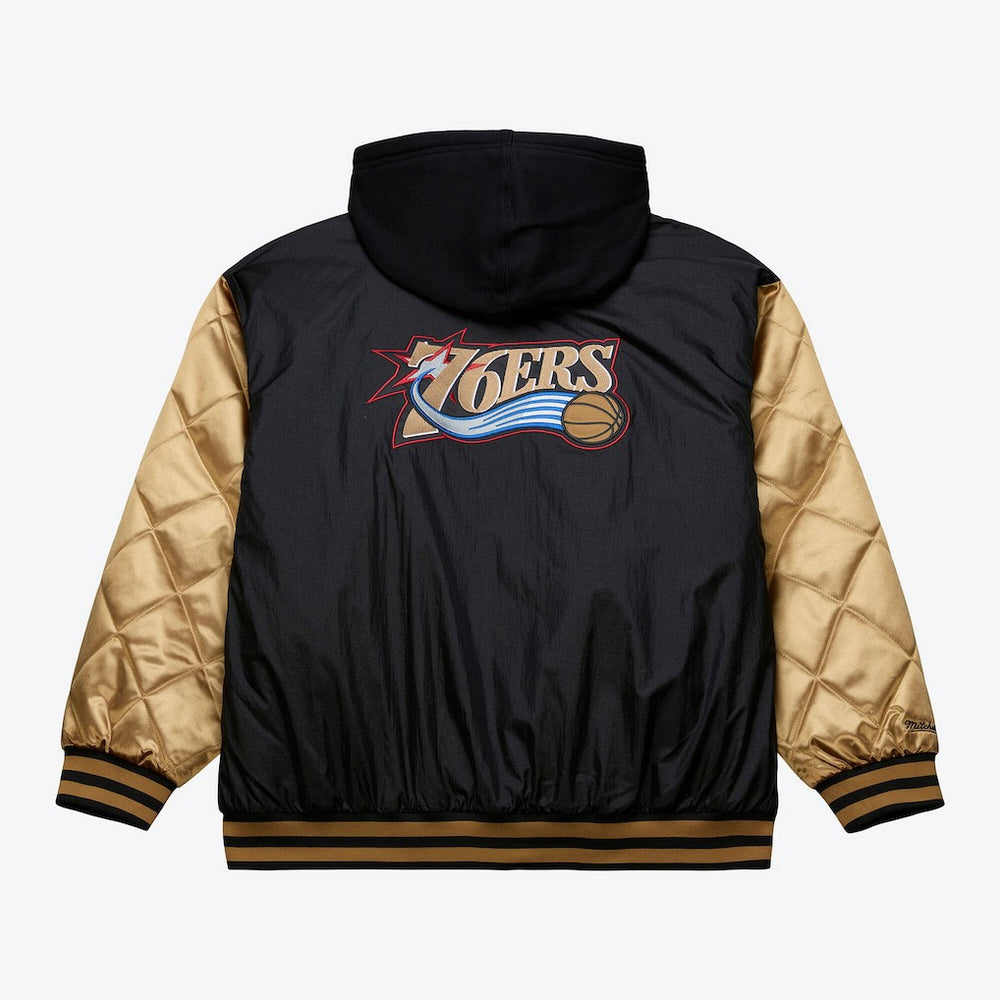 Black Philadelphia 76ers Hardwood Classics 76 Originals Collection Fushion Full-Snap Hoodie Jacket | NBA