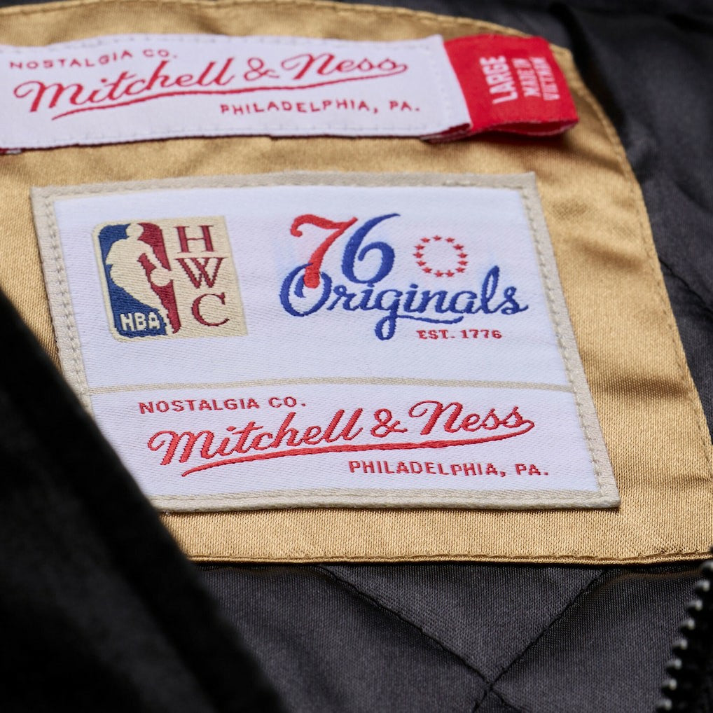 Black Philadelphia 76ers Hardwood Classics 76 Originals Collection Fushion Full-Snap Hoodie Jacket | NBA