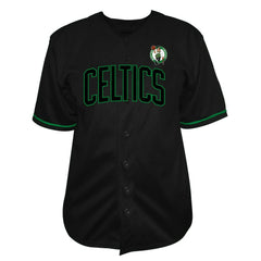 Black Boston Celtics Big & Tall Pop Full-Button Baseball Jersey | NBA