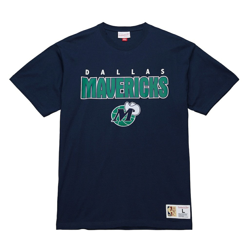 Navy Dallas Mavericks Hardwood Classics Throw It Back Premium T-Shirt sale | NBA