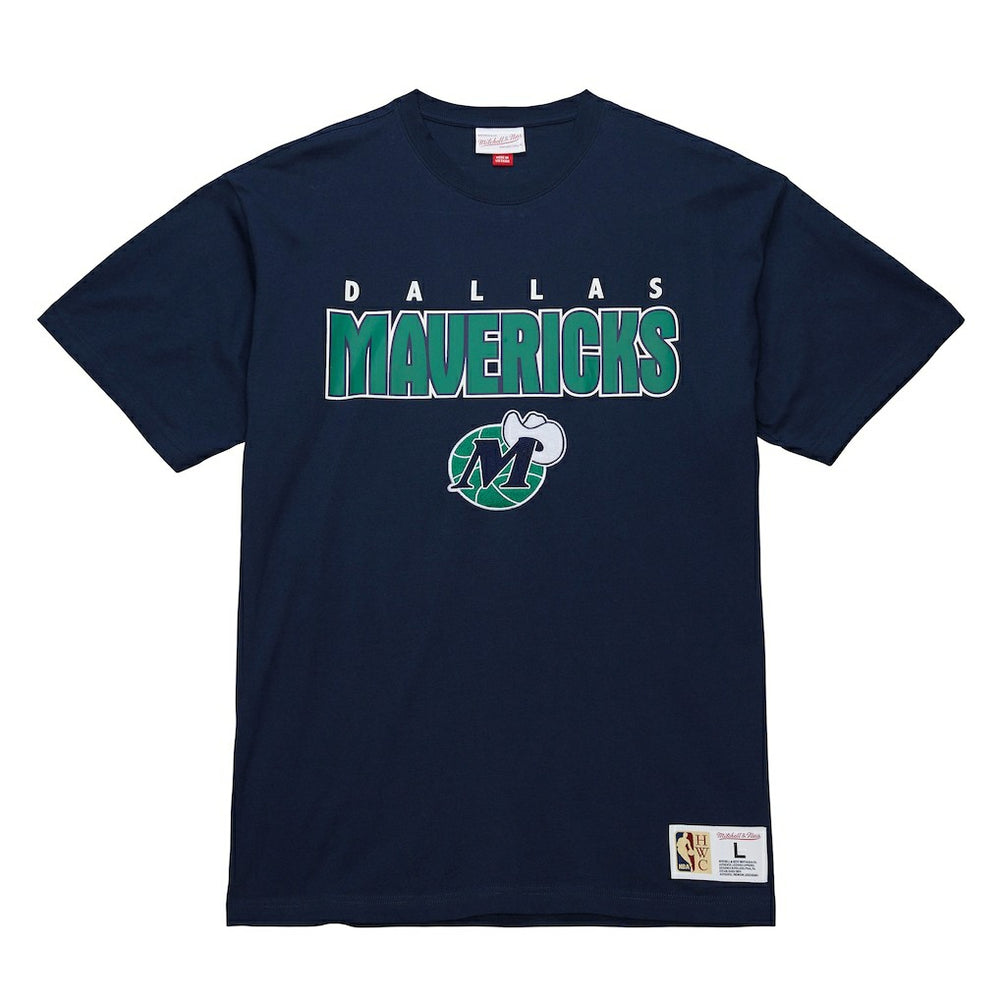 Navy Dallas Mavericks Hardwood Classics Throw It Back Premium T-Shirt sale | NBA