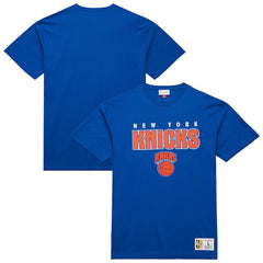 Blue New York Knicks Hardwood Classics Throw It Back Premium T-Shirt | NBA