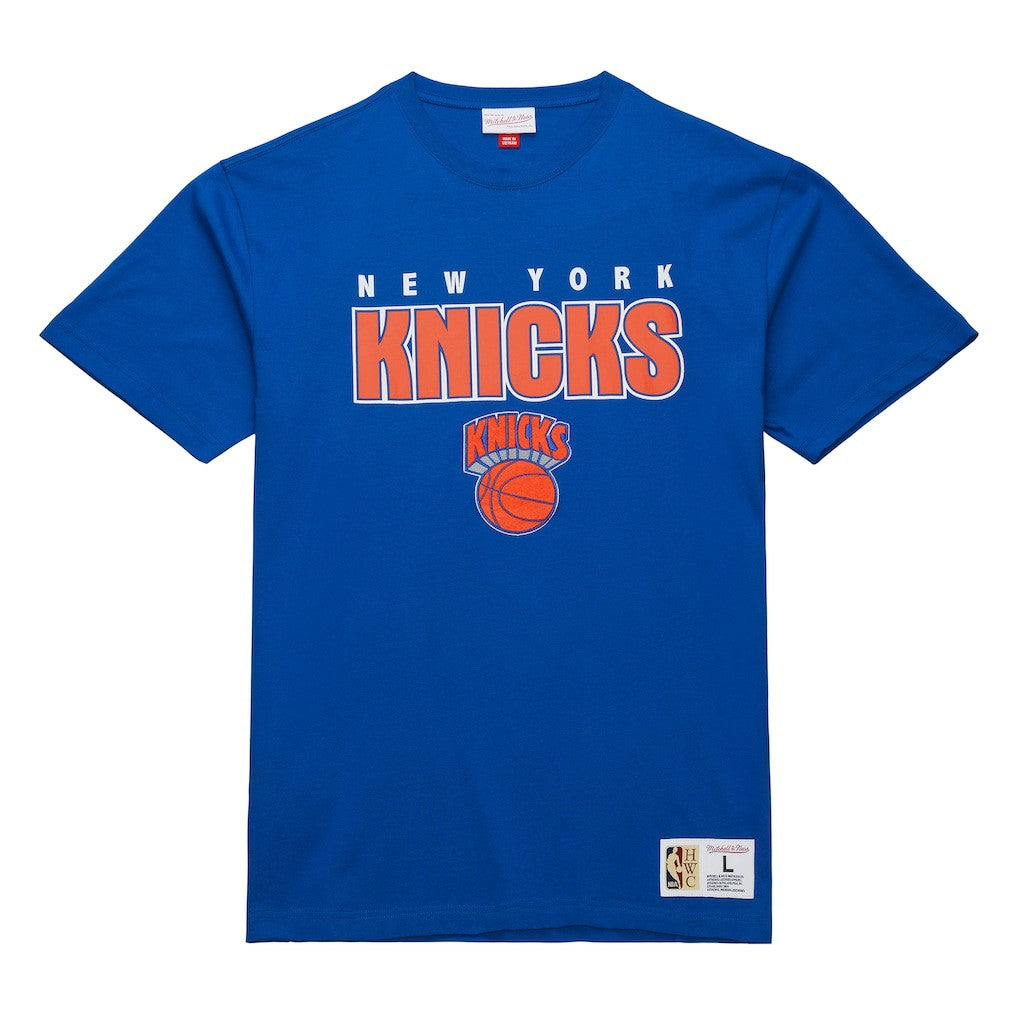 Blue New York Knicks Hardwood Classics Throw It Back Premium T-Shirt | NBA