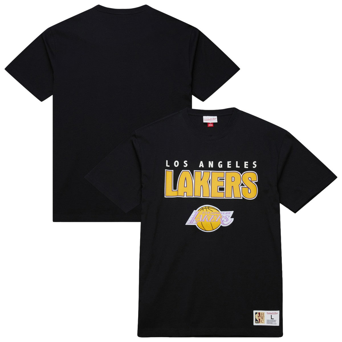 Black Los Angeles Lakers Hardwood Classics Throw It Back Premium T-Shirt | NBA