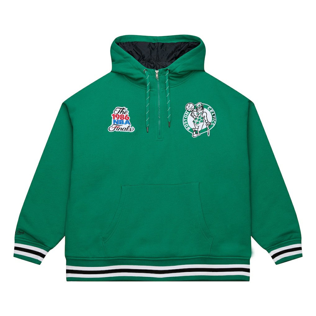 Green Boston Celtics Throw It Back Quilted Fleece Quarter-Zip Hoodie | NBA