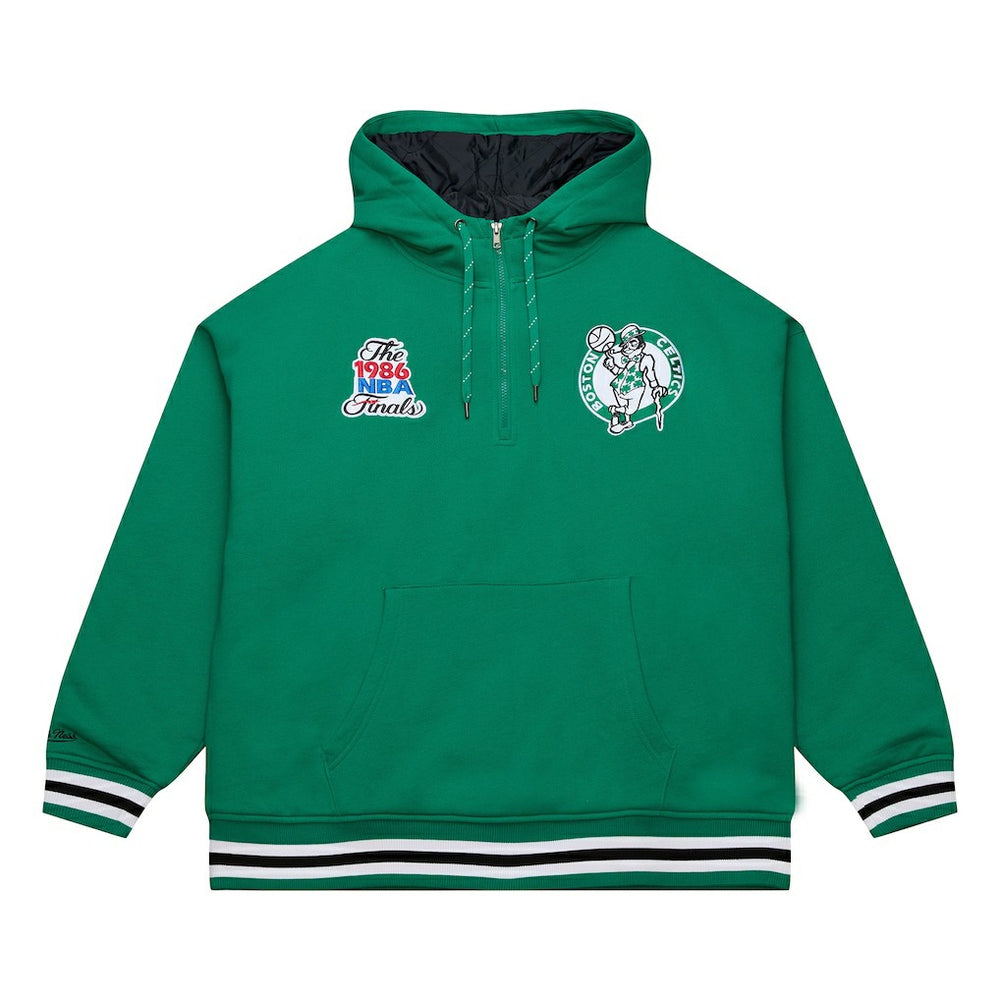 Green Boston Celtics Throw It Back Quilted Fleece Quarter-Zip Hoodie | NBA