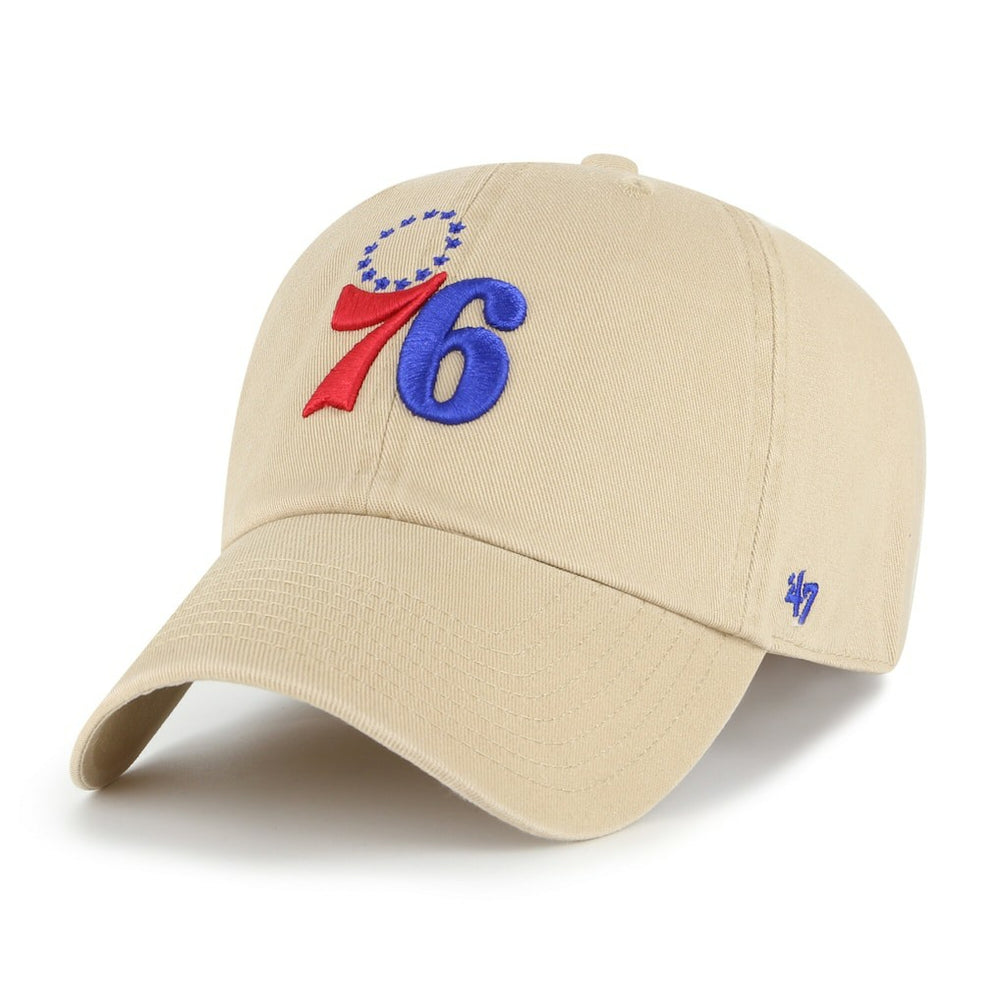 Khaki Philadelphia 76ers '47 Logo Clean Up Adjustable Hat | NBA
