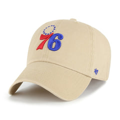 Khaki Philadelphia 76ers '47 Logo Clean Up Adjustable Hat | NBA