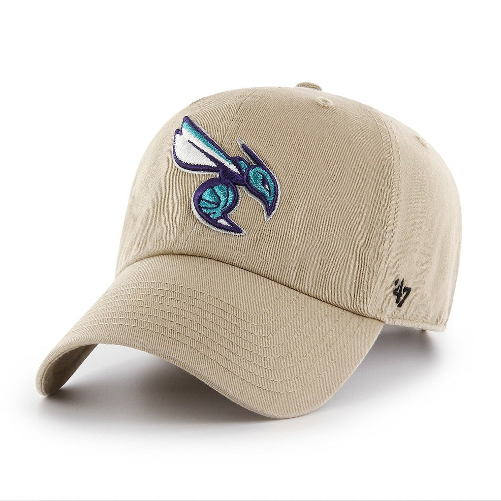 Khaki Charlotte Hornets '47 Logo Clean Up Adjustable Hat | NBA