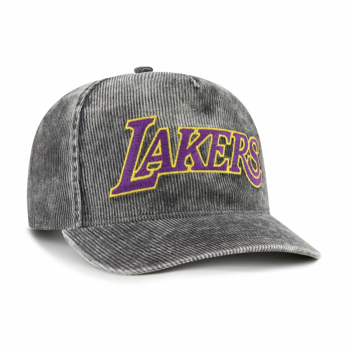 Charcoal Los Angeles Lakers '47 Reclaim Snow Wash Corduroy Adjustable Hitch Hat | NBA