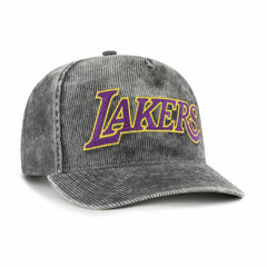 Charcoal Los Angeles Lakers '47 Reclaim Snow Wash Corduroy Adjustable Hitch Hat | NBA