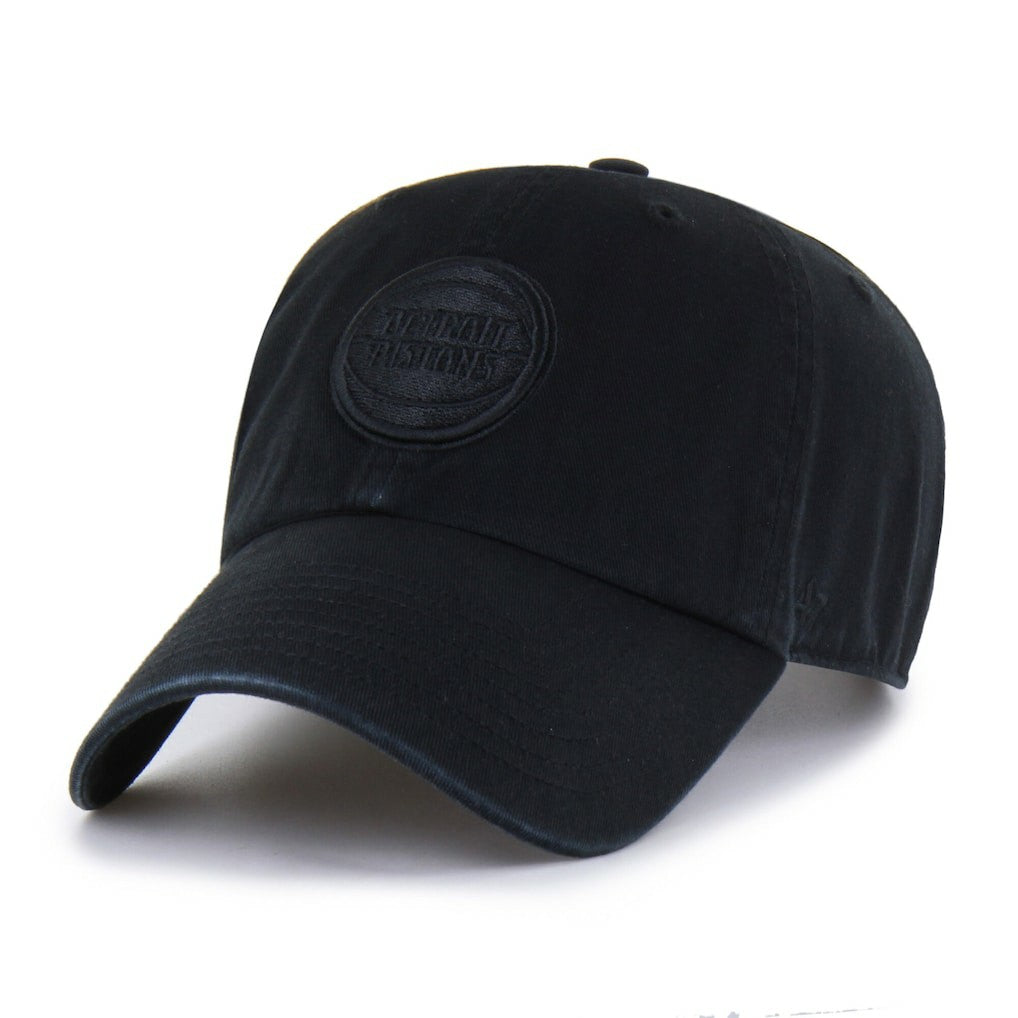 Detroit Pistons '47 Black on Black Clean Up Adjustable Hat | NBA