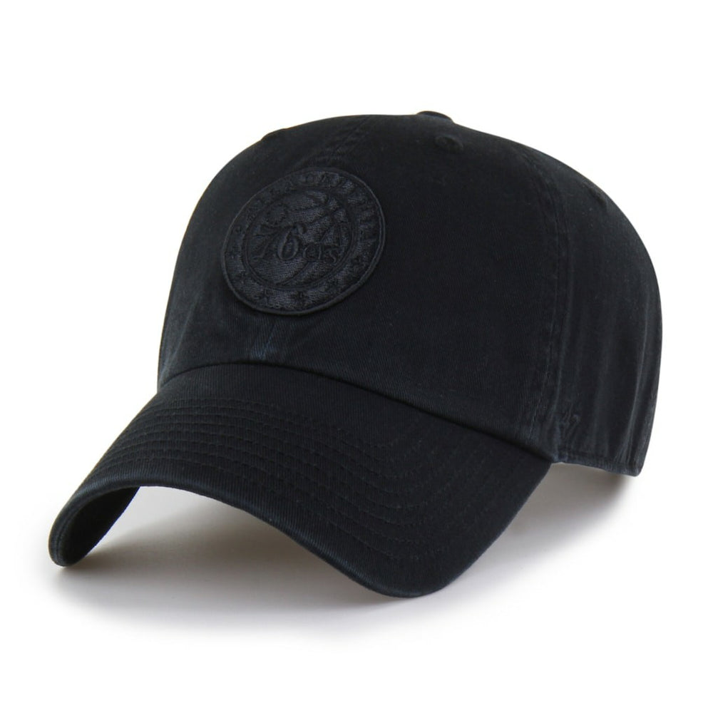 Philadelphia 76ers '47 Black on Black Clean Up Adjustable Hat | NBA
