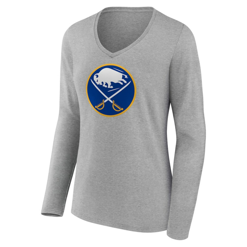 Buffalo Sabres Women's Primary Logo Long Sleeve V-Neck T-Shirt -  NHL T-shirts