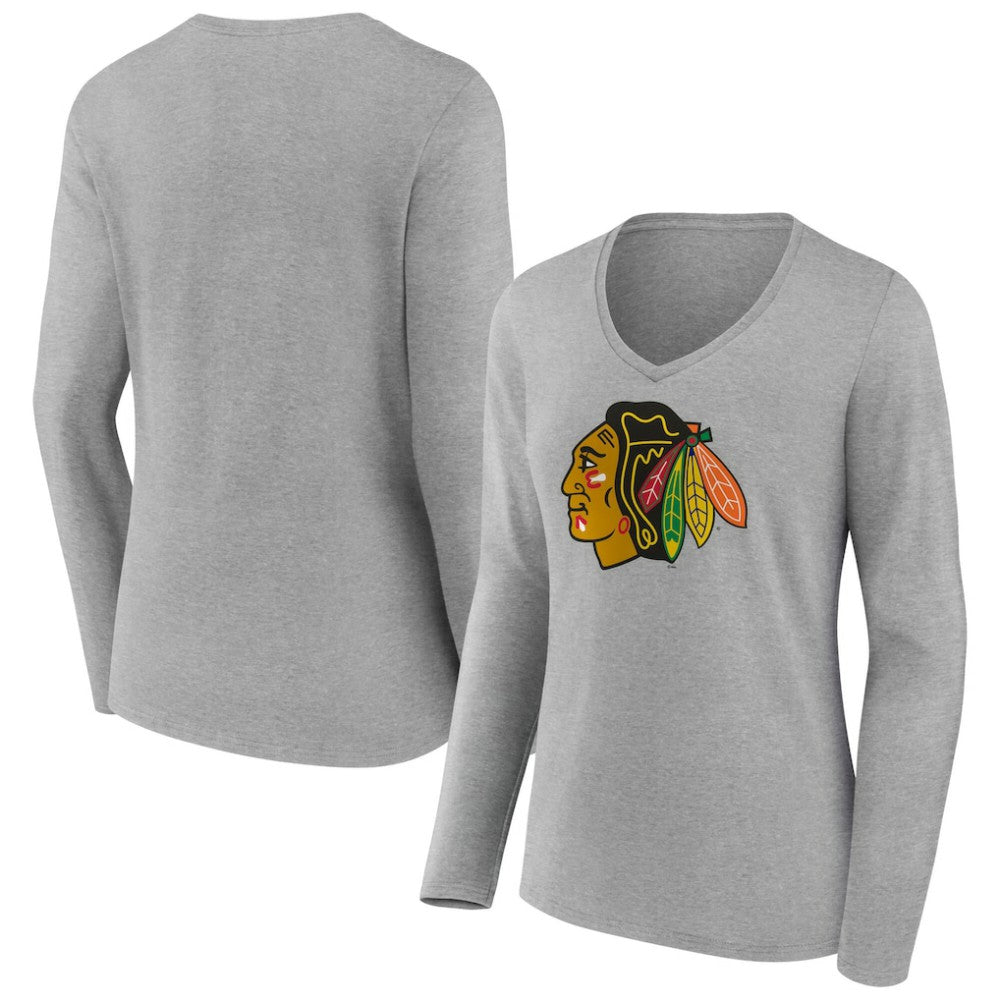 Chicago Blackhawks Women's Primary Logo Long Sleeve V-Neck T-Shirt -  NHL T-shirts