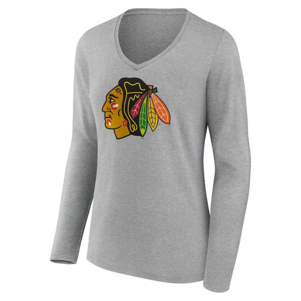 Chicago Blackhawks Women's Primary Logo Long Sleeve V-Neck T-Shirt -  NHL T-shirts