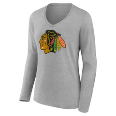 Chicago Blackhawks Women's Primary Logo Long Sleeve V-Neck T-Shirt -  NHL T-shirts