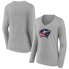 Columbus Blue Jackets Women's Primary Logo Long Sleeve V-Neck T-Shirt -  NHL T-shirts