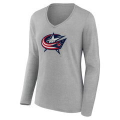 Columbus Blue Jackets Women's Primary Logo Long Sleeve V-Neck T-Shirt -  NHL T-shirts