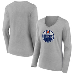 Edmonton Oilers Women's Primary Logo Long Sleeve V-Neck T-Shirt -  NHL T-shirts
