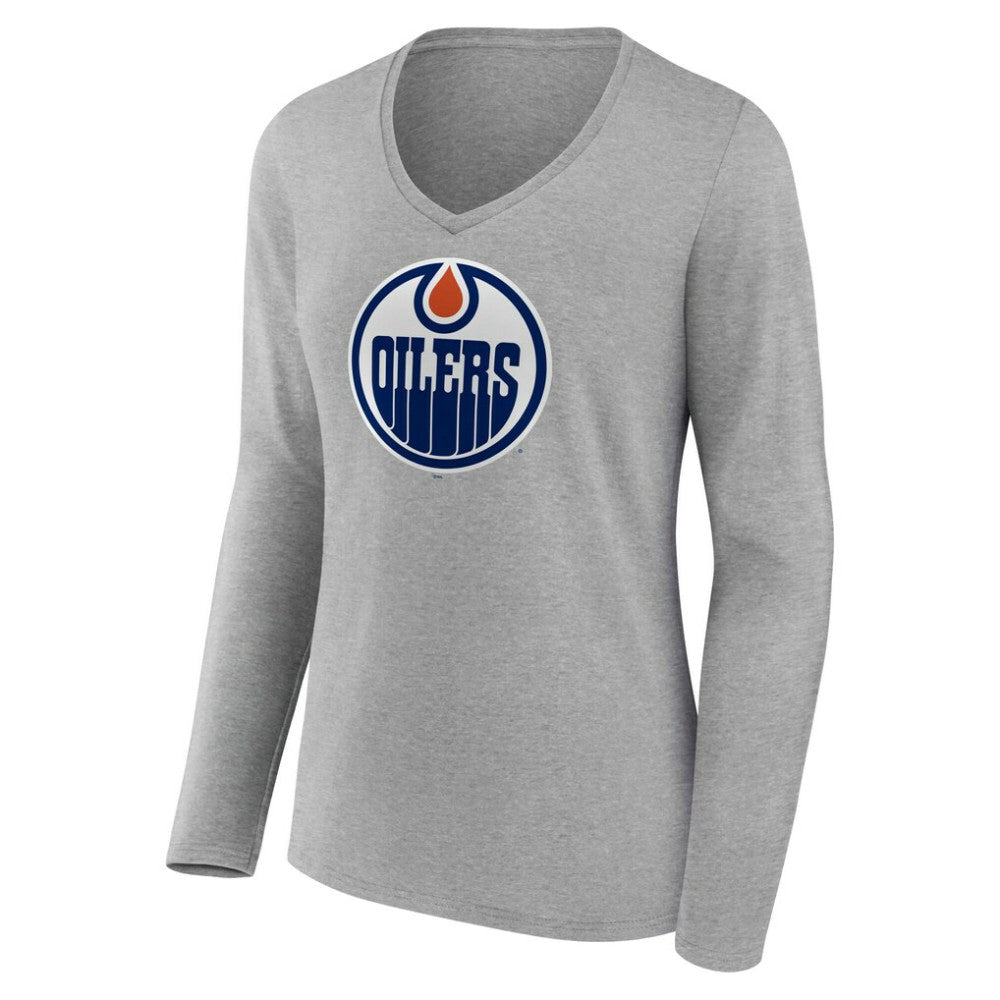 Edmonton Oilers Women's Primary Logo Long Sleeve V-Neck T-Shirt -  NHL T-shirts