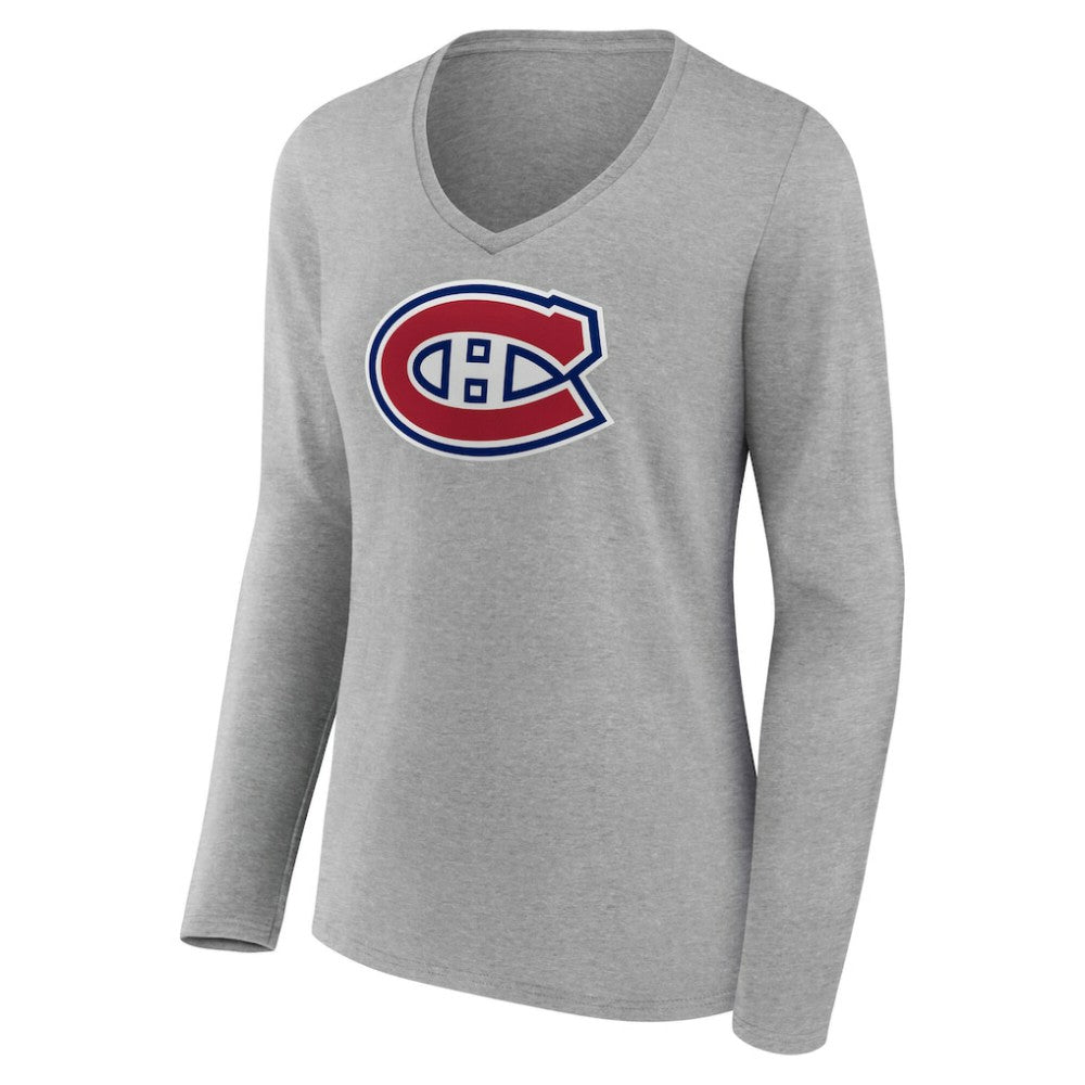 Montreal Canadiens Women's Primary Logo Long Sleeve V-Neck T-Shirt -  NHL T-shirts