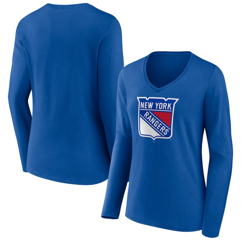 New York Rangers Women's Primary Logo Long Sleeve V-Neck T-Shirt -  NHL T-shirts
