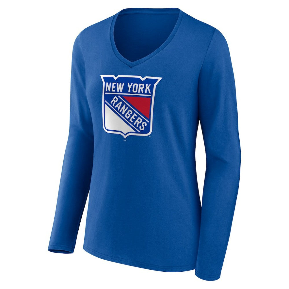 New York Rangers Women's Primary Logo Long Sleeve V-Neck T-Shirt -  NHL T-shirts
