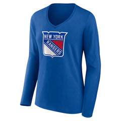 New York Rangers Women's Primary Logo Long Sleeve V-Neck T-Shirt -  NHL T-shirts