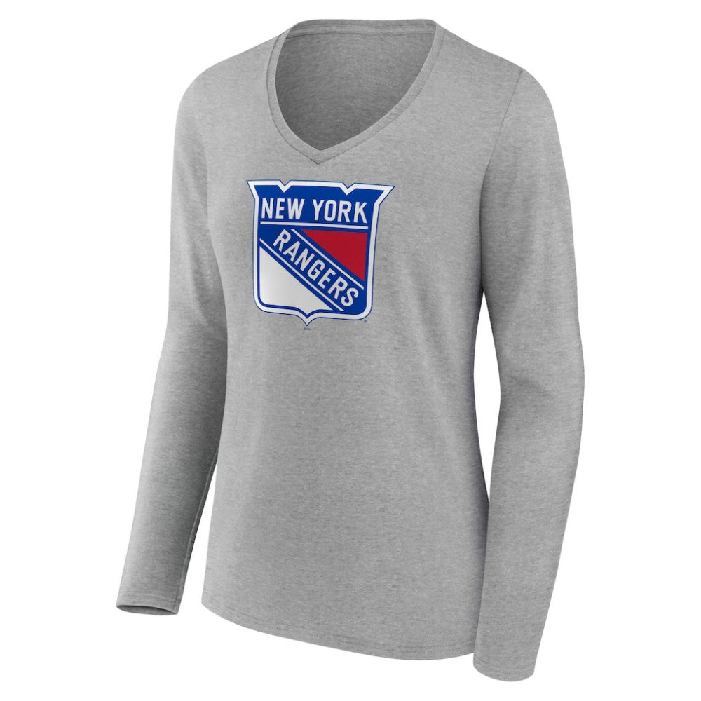 New York Rangers Women's Primary Logo Long Sleeve V-Neck T-Shirt -  NHL T-shirts