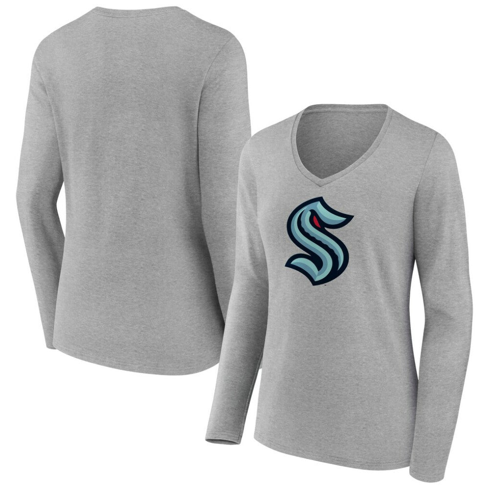 Seattle Kraken Women's Primary Logo Long Sleeve V-Neck T-Shirt -  NHL T-shirts