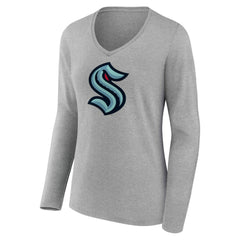 Seattle Kraken Women's Primary Logo Long Sleeve V-Neck T-Shirt -  NHL T-shirts
