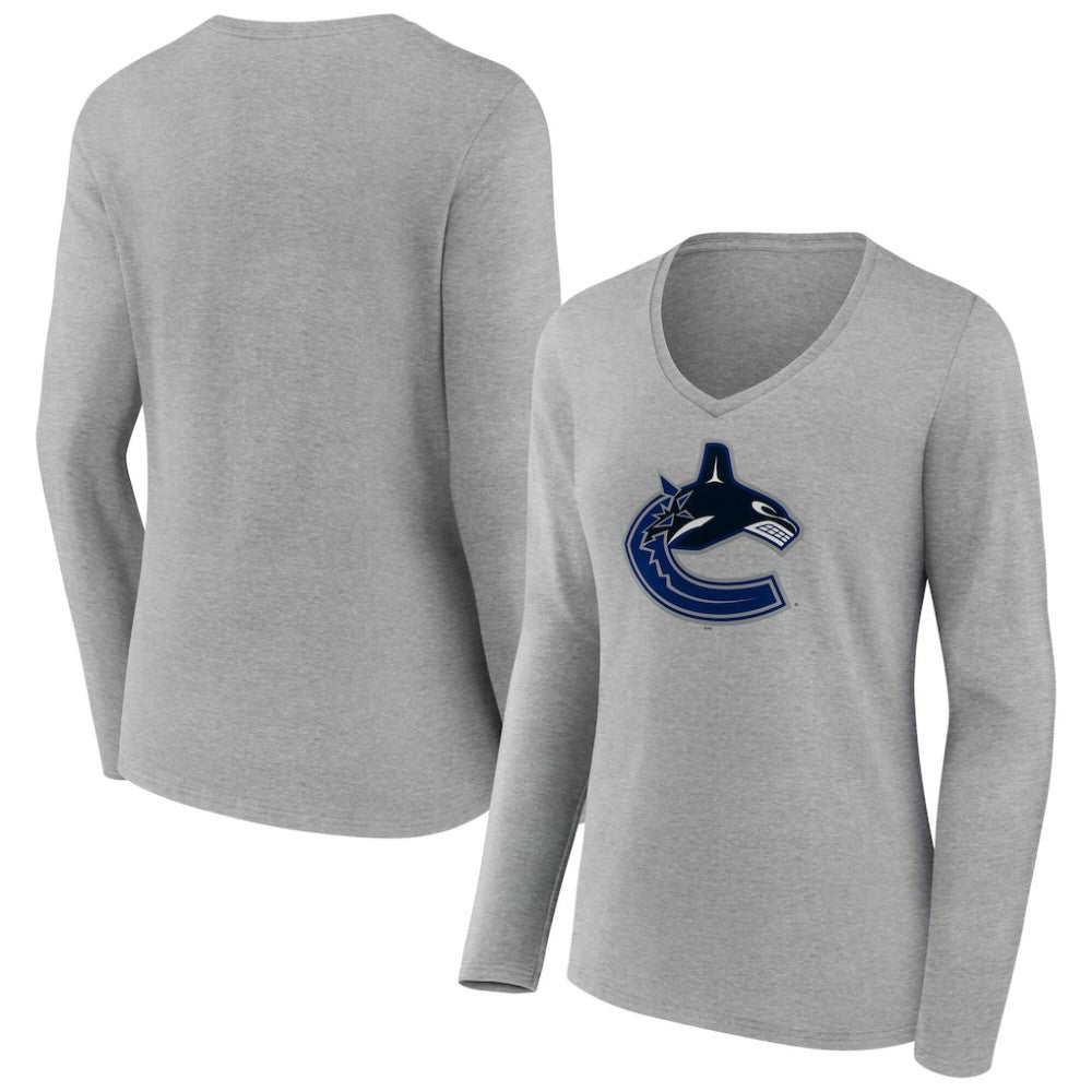 Vancouver Canucks Women's Primary Logo Long Sleeve V-Neck T-Shirt -  NHL T-shirts