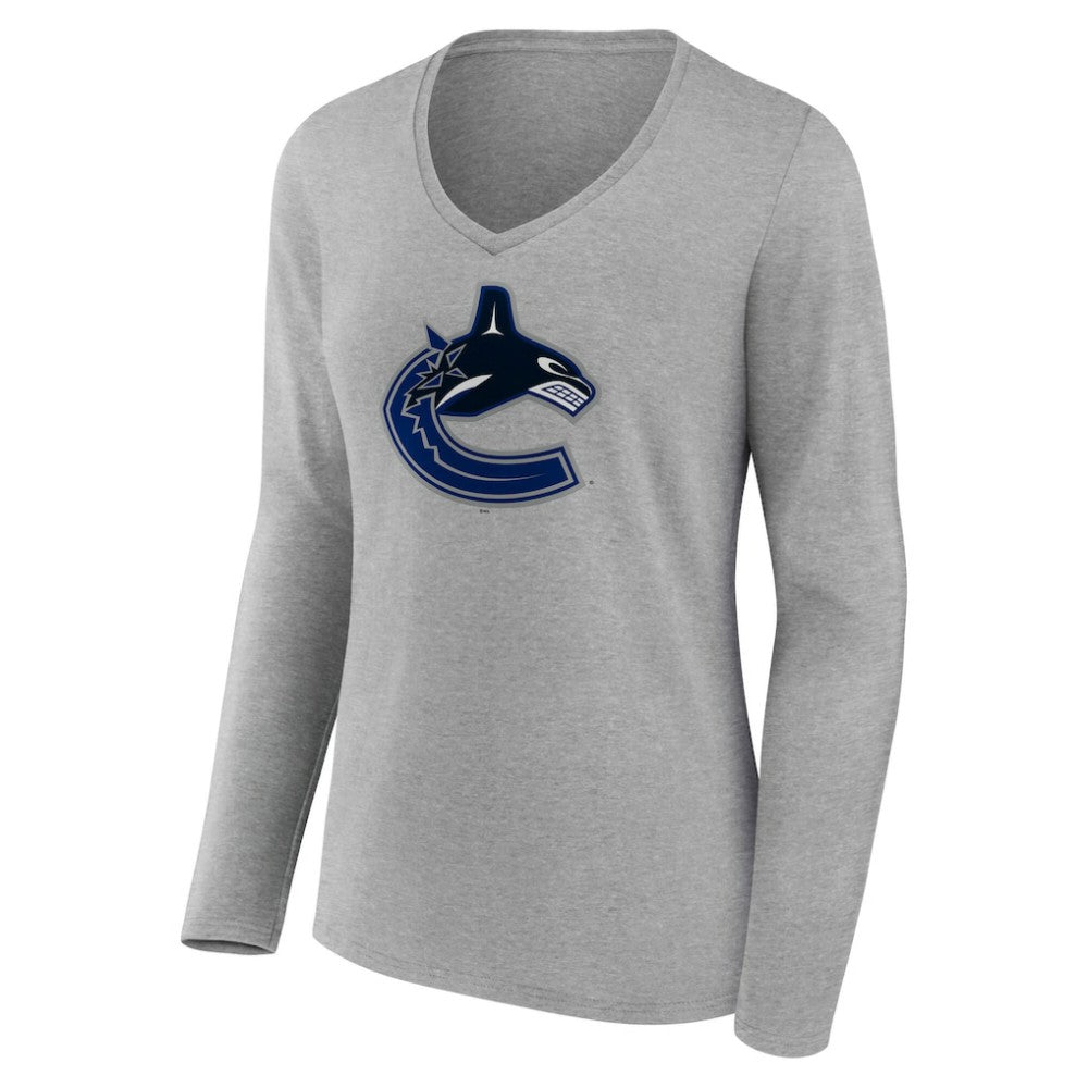 Vancouver Canucks Women's Primary Logo Long Sleeve V-Neck T-Shirt -  NHL T-shirts