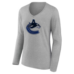 Vancouver Canucks Women's Primary Logo Long Sleeve V-Neck T-Shirt -  NHL T-shirts