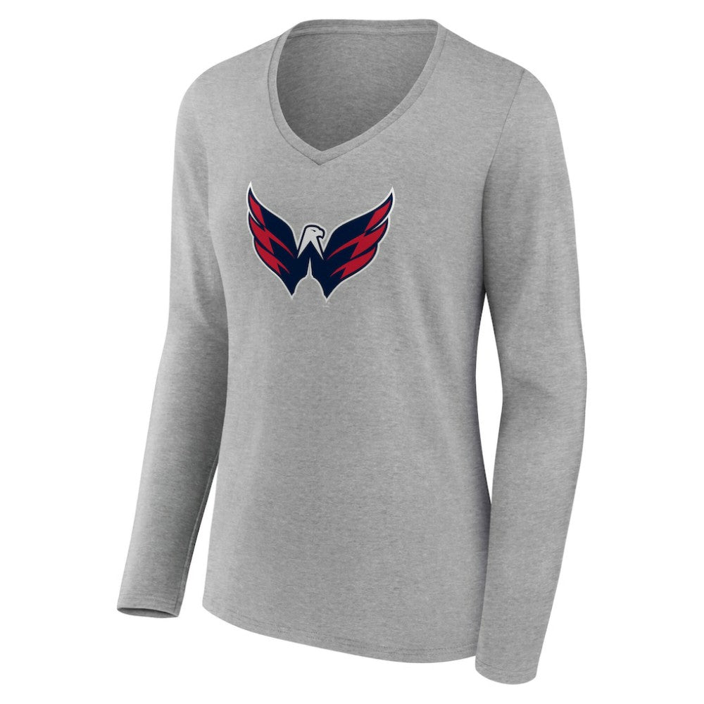 Washington Capitals Women's Primary Logo Long Sleeve V-Neck T-Shirt -  NHL T-shirts